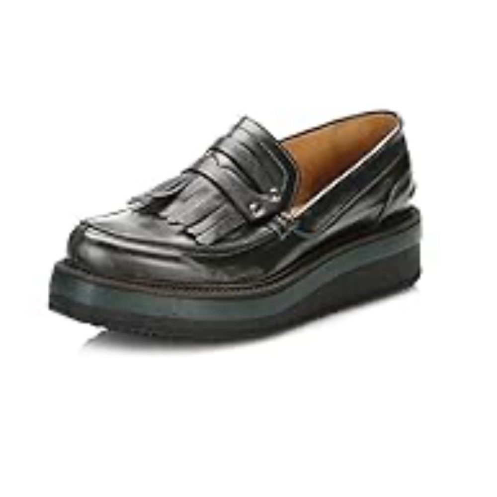 Tower London Black leather platform loafers